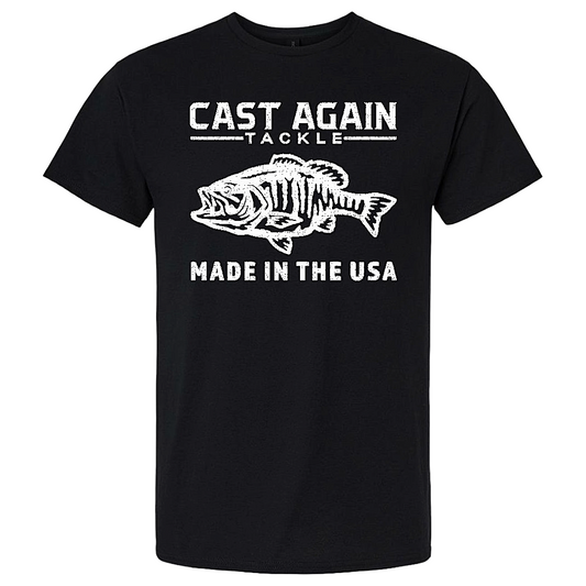 Cast Again Black Made in the USA Fish T-Shirt